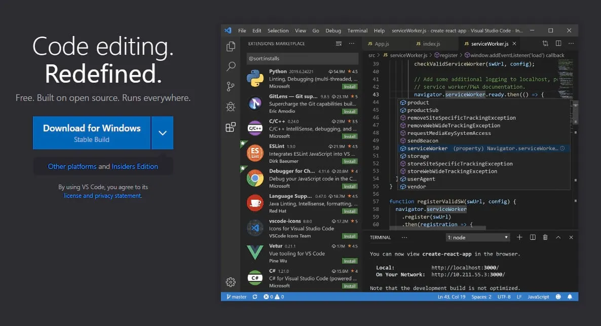 Visual Studio Code Benutzeroberfläche