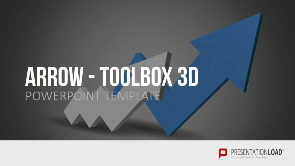 Vorschau auf die PowerPoint Pfeile 3D Toolbox Vorlage für professionelle Präsentationen