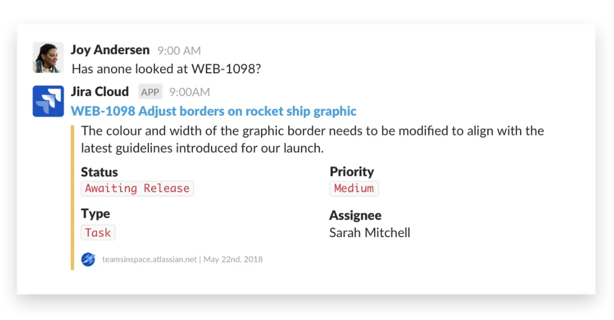 Vorschau eines Jira-Tickets direkt in einem Slack-Kanal