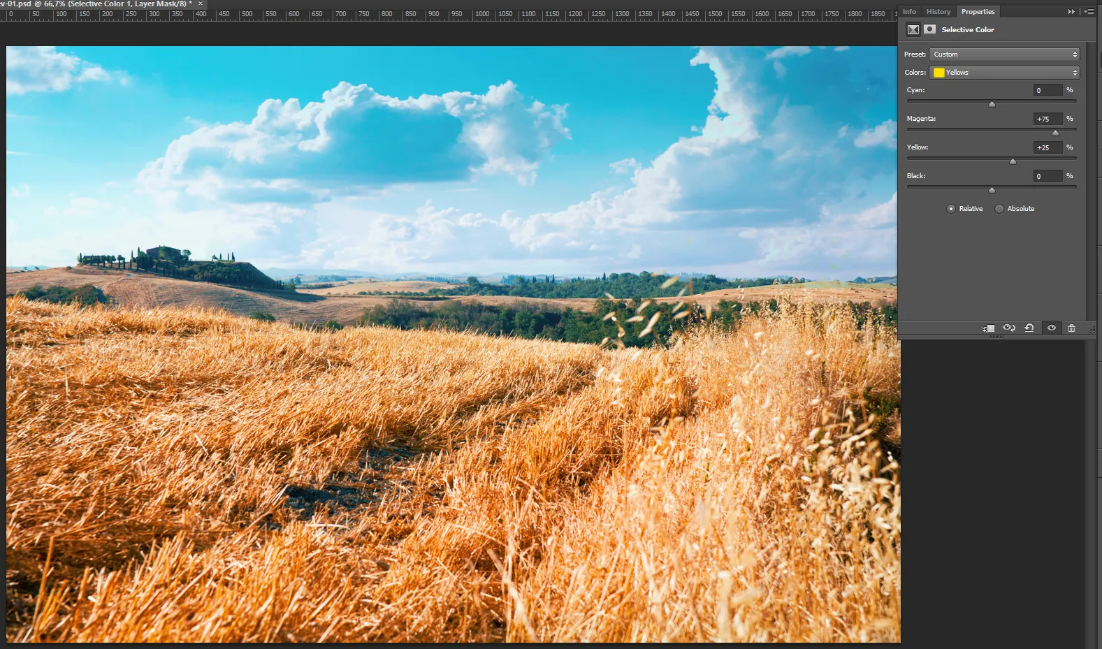 VSCO Cam Tutorial – Schritt 5: Farbprofile emulieren (Gelb)