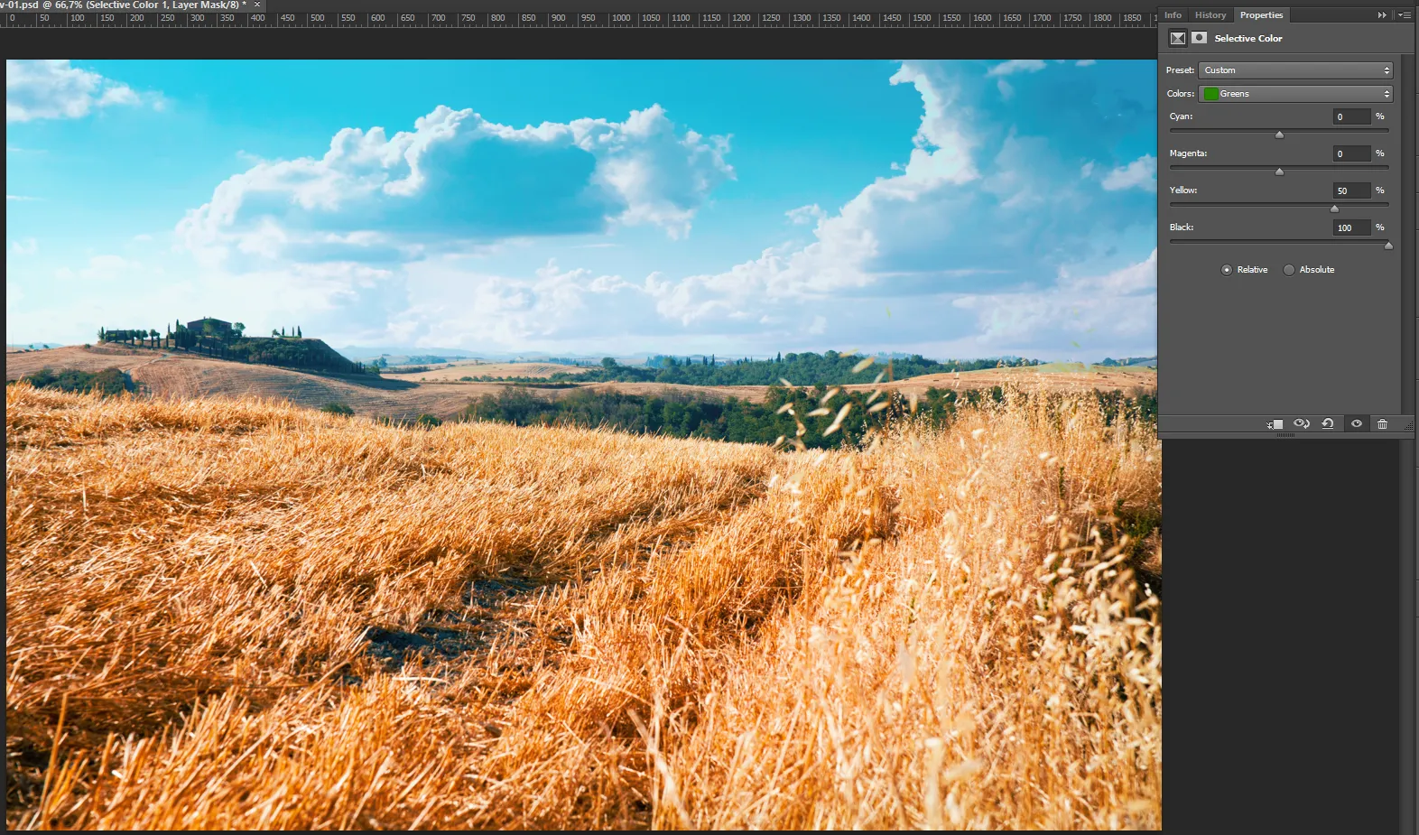 VSCO Cam Tutorial – Schritt 5: Farbprofile emulieren (Grün)