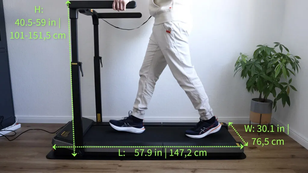 WalkingPad Z3 Hybrid+ entfaltet mit Maßen für eine bessere Vorstellung