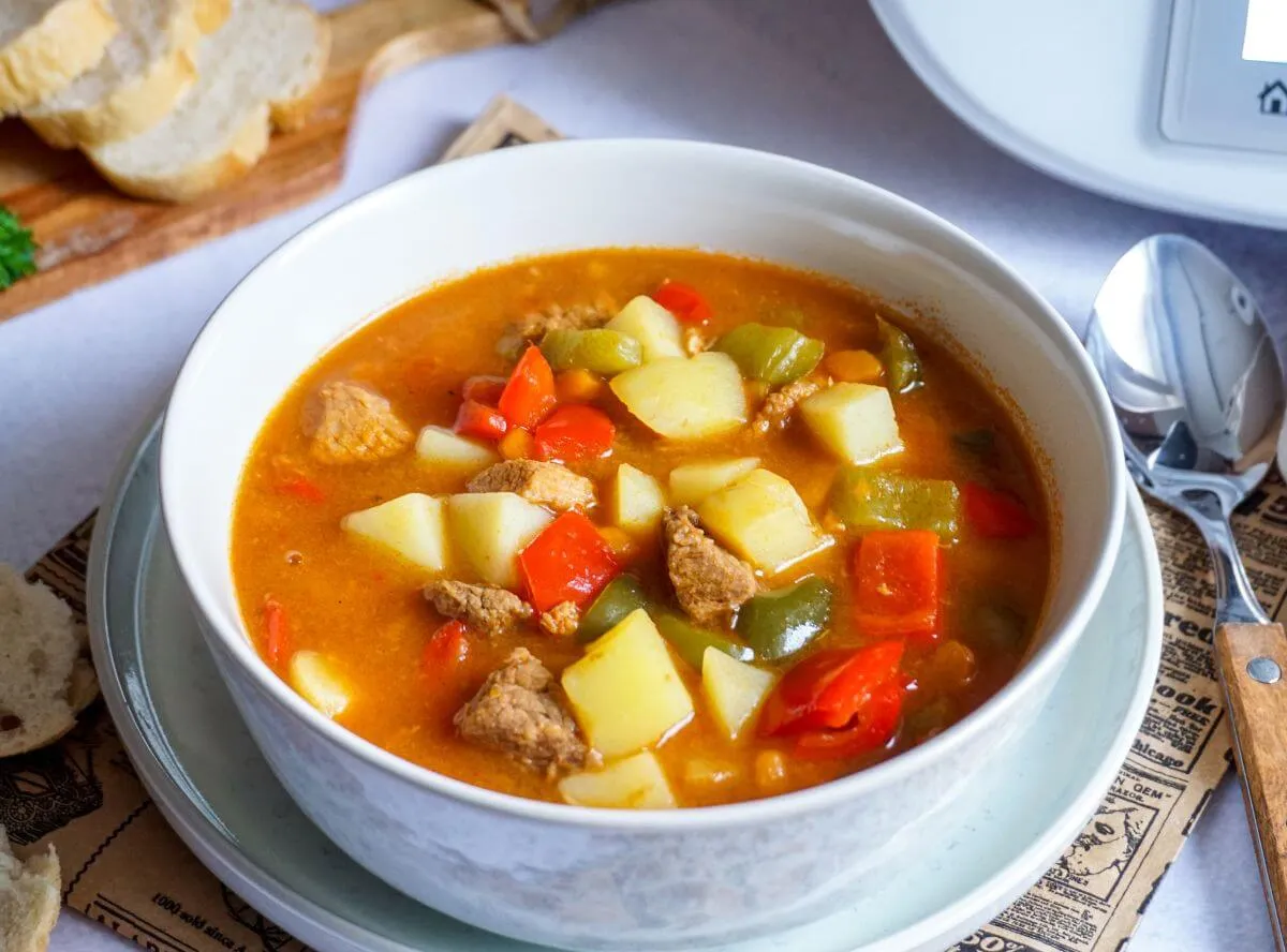 Wärmende Gulaschsuppe, perfekt gekocht mit dem Thermomix TM5.