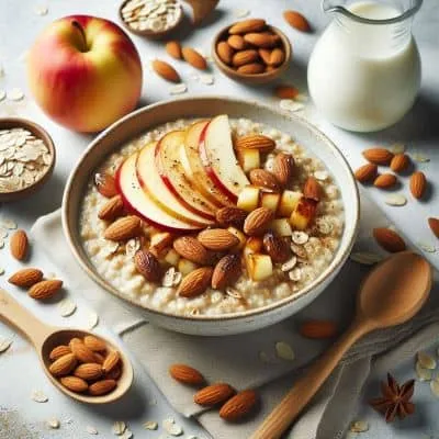 Wärmendes Basisches Bratapfel Porridge mit Zimt und Apfelstücken, ideal für ein basisches Frühstück