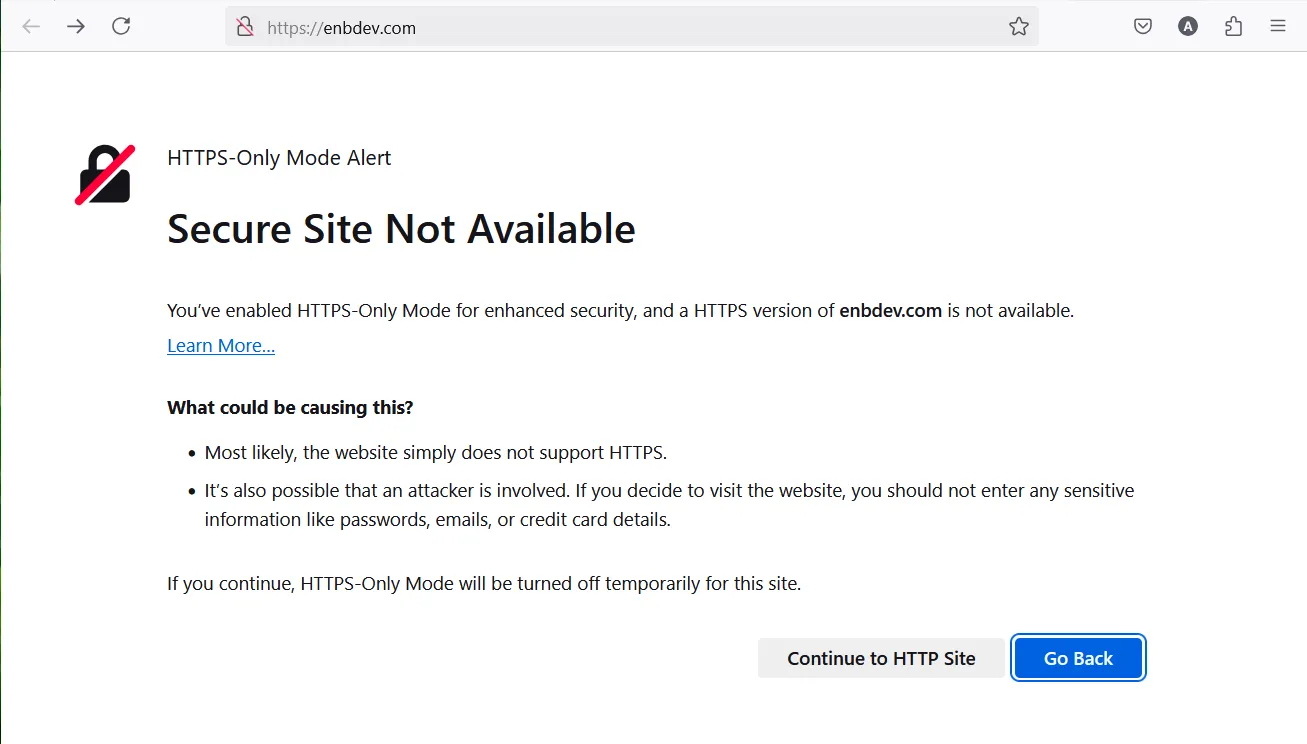 Warnung HTTPS-Only Modus