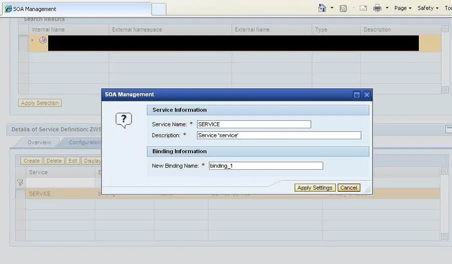 Web Service Konfiguration erstellen