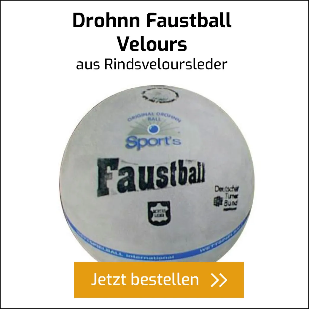 Weißer Faustball mit markantem Faustball-Schriftzug, ideal für Training und Wettkampf