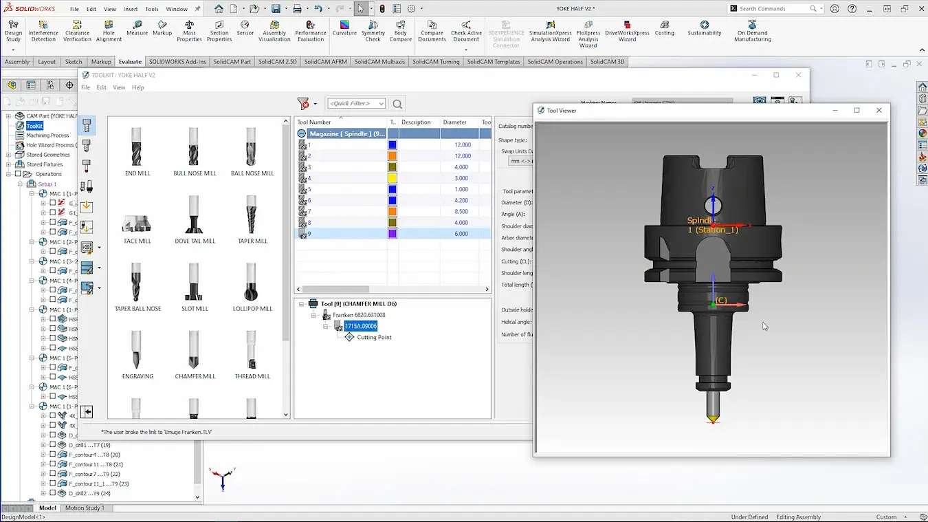 Werkzeugeinstellung und iMachining Technologie-Assistent in SolidCAM