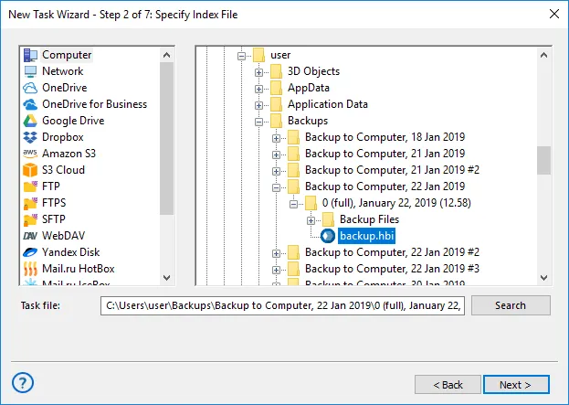 Wiederherstellung von Thunderbird-Daten mit Handy Backup