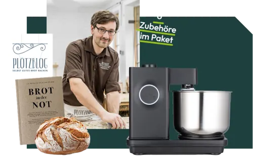 Wilfa Probaker Küchenmaschine, grau, knetet Teig in einer Edelstahlrührschüssel