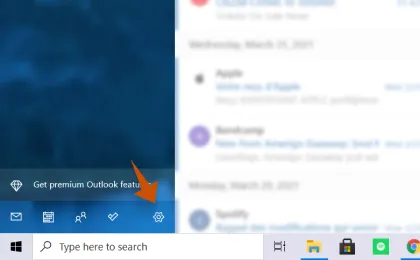 Windows Mail: Einstellungen-Symbol anklicken