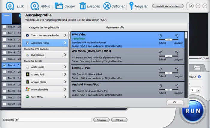 WinX DVD Ripper kostenlos Vollversion – Benutzeroberfläche zur DVD-Digitalisierung