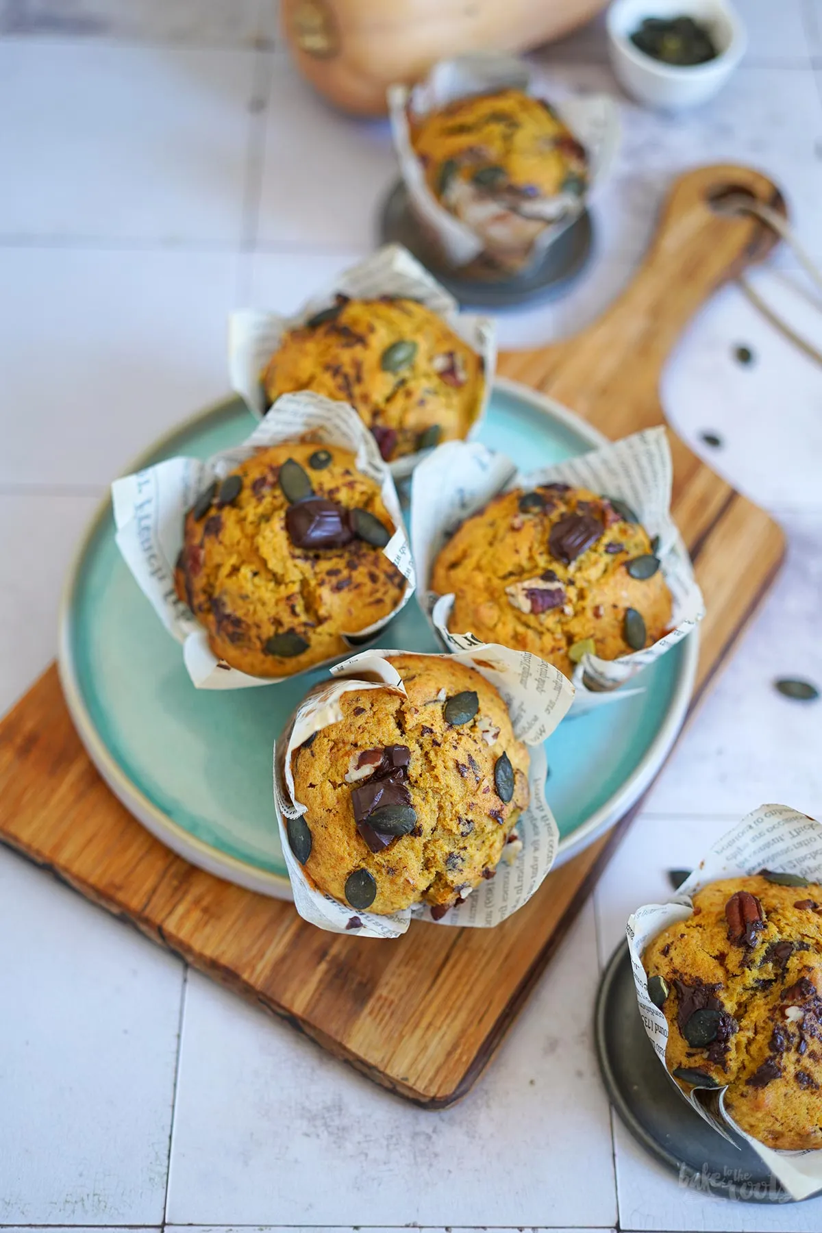 Zubereitungsschritt: Kürbismuffin-Teig in Förmchen füllen