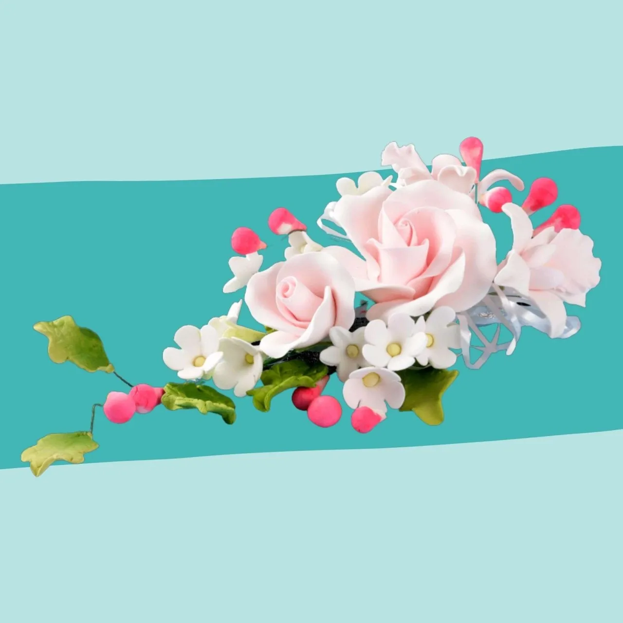 Zuckerblumenbouquet rosa Rose Vorschaubild