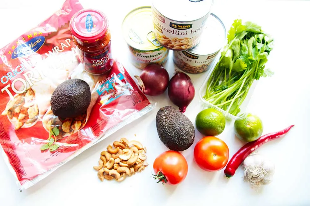 Zutaten für vegetarische Wraps