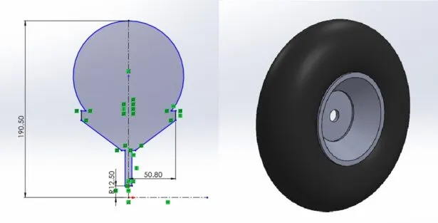 3D-Modell eines Go-Kart-Rades in SolidWorks