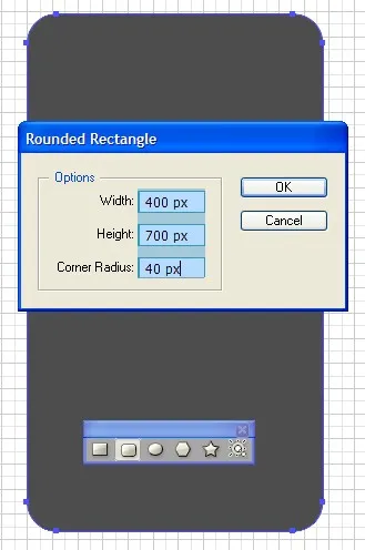 Abgerundetes Rechteck für die Hintergrundplatte des Illustrator DVD-Players