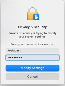 Administratorpasswort für macOS-Einstellungen eingeben