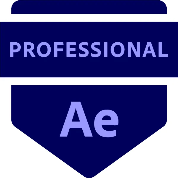 Adobe Certified Professional digitales Abzeichen für After Effects, das Kompetenz in visuellen Effekten und Motion Graphics bestätigt