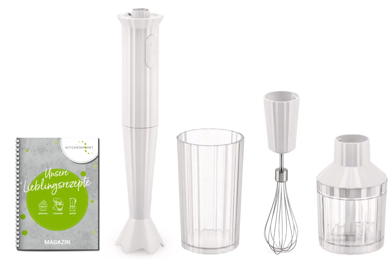 Alessi Plissé Stabmixer Set weiß mit Magazin