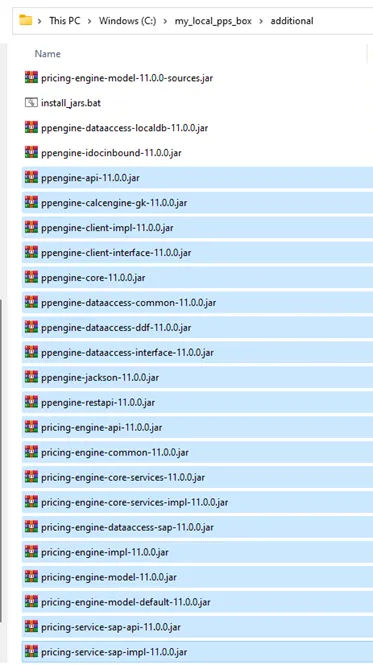 Alle extrahierten JAR-Dateien für SAP CARAB