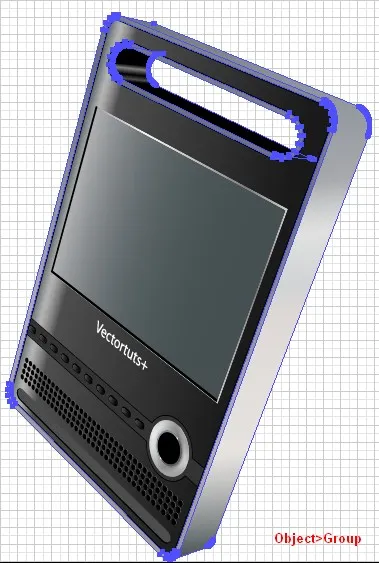 Alle Formen des DVD-Players gruppieren in Illustrator