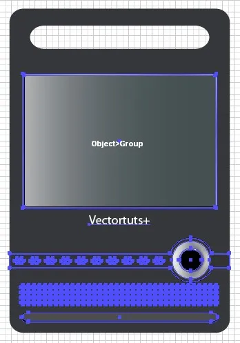 Alle Formen gruppieren, außer der Grundform, für den Illustrator DVD-Player