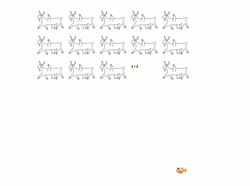 Animation, die einen virtuellen Kampf im CMYK-Farbraum mit Pixeln zeigt