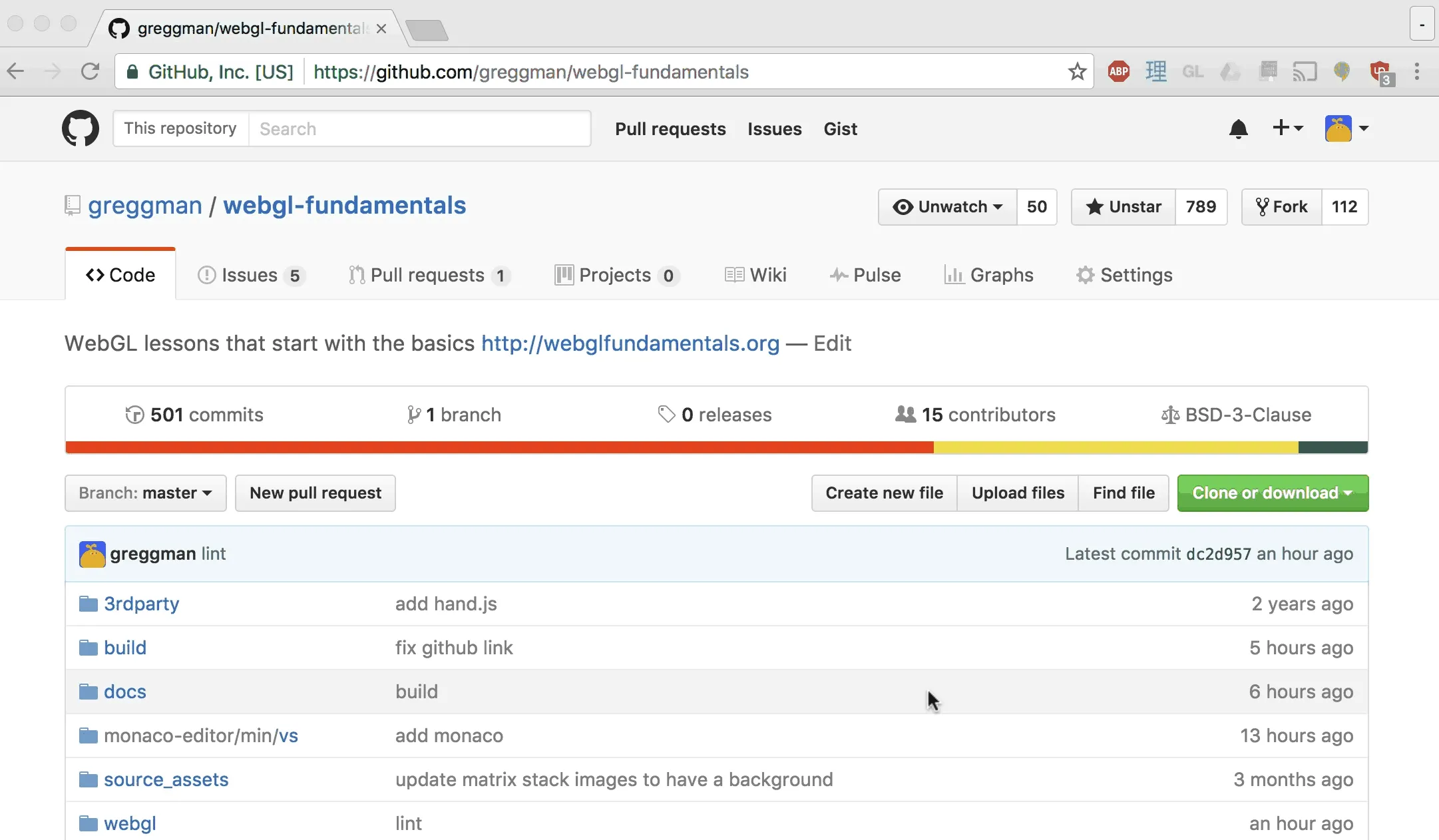 Animation zeigt den Download-Link für die WebGL2-Fundamentals-Beispiele auf GitHub.