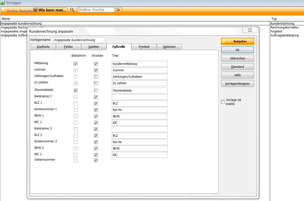 Anpassung der Rechnungsvorlagen in Lexware büro easy für individuelle Kundenansprache