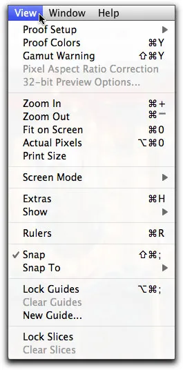 Ansicht-Menü von Photoshop und Elements