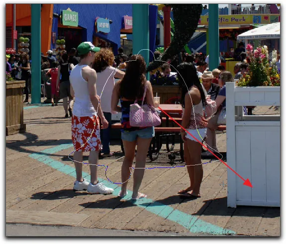 Anwendung des Ausstechform-Werkzeugs auf ein Foto