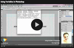 Anwendung von Variablen und Datensätzen in Adobe Photoshop für effiziente Textgenerierung, ein Thema im video2brain Workshop