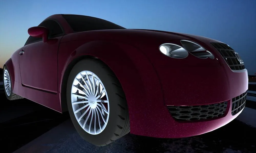 Audi TT Sportwagen mit glänzendem &quot;Red Metallic&quot; Modo Material in PhotoView 360