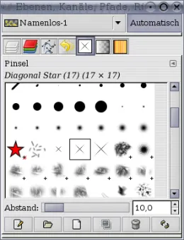 Auswahl des &quot;Diagonal Star&quot;-Pinsels für Glanzpunkte
