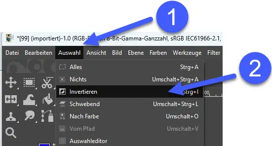 Auswahl invertieren in GIMP