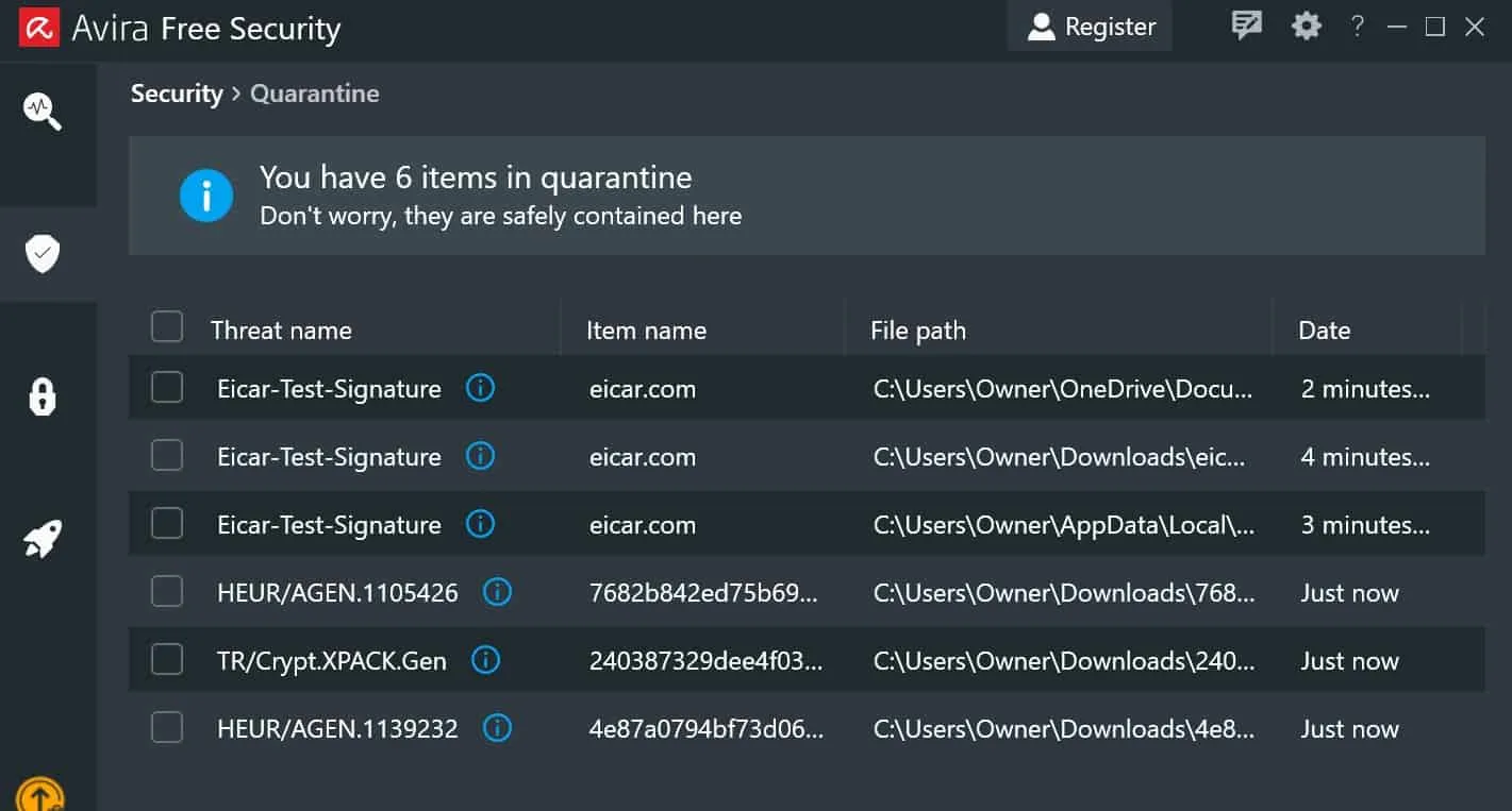 Avira blockiert EICAR-Testdatei bei On-Demand-Scan