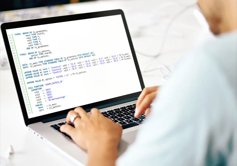 Beispiel von ABAP Code auf einem Bildschirm