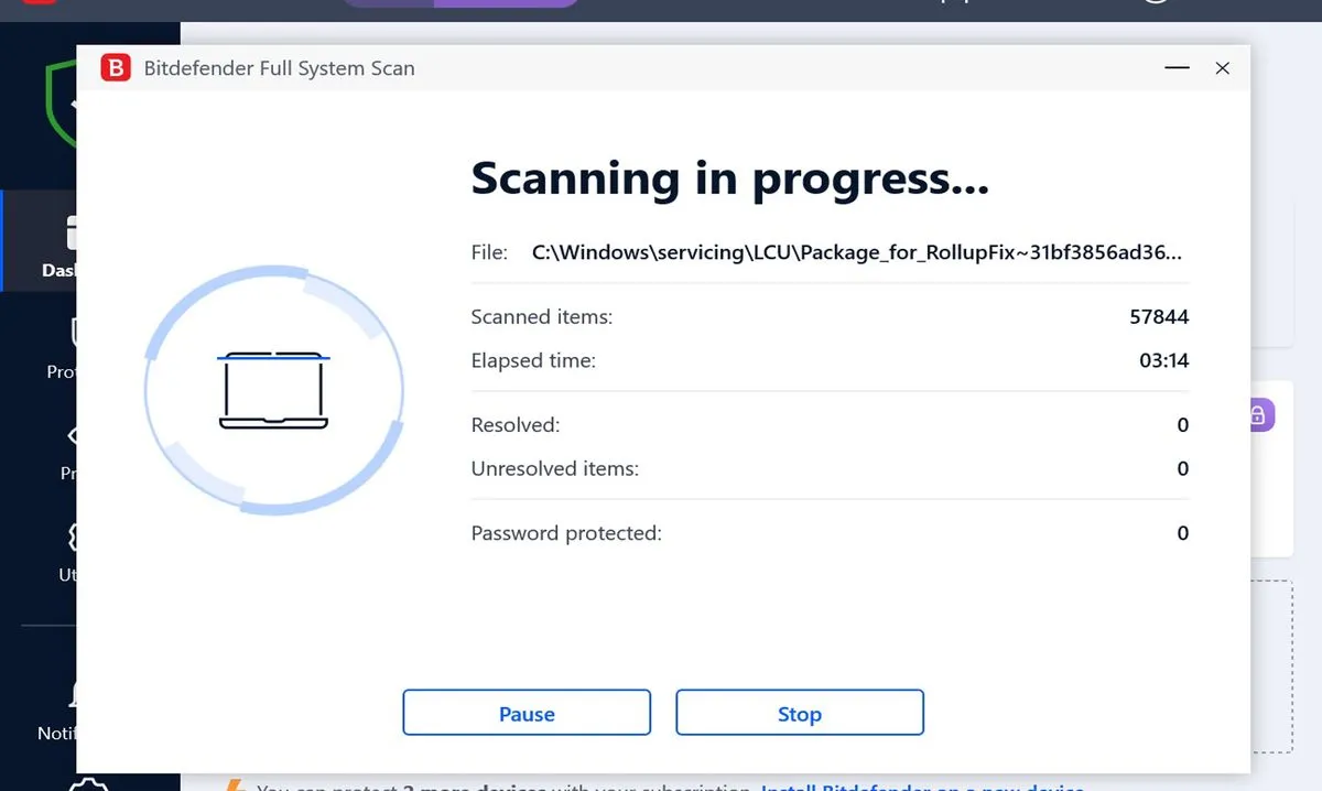 Bildschirmansicht von Bitdefender Antivirus Free für Windows mit Fokus auf die Systemleistung