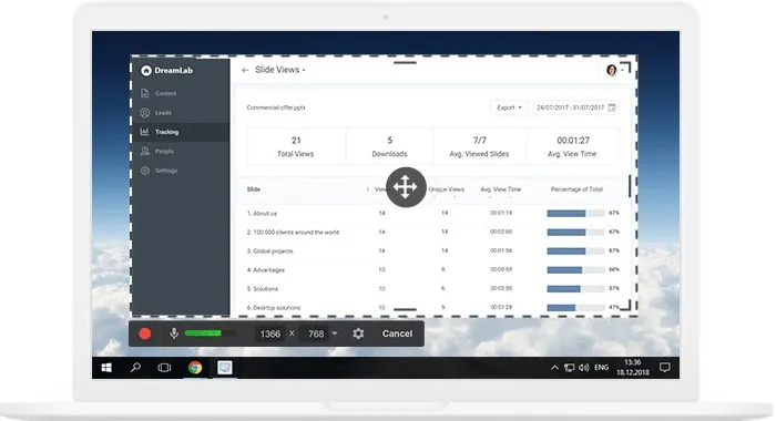 Bildschirmaufnahme für Windows 10 mit Free Cam erstellen