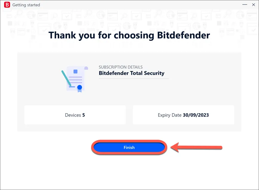 Bitdefender Installation auf Windows abschließen