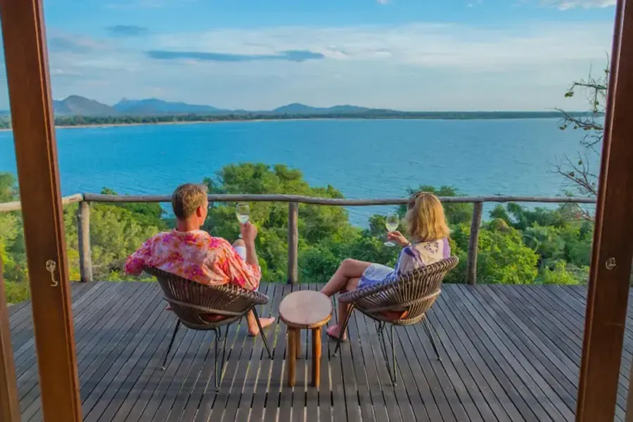 Blick auf den Malawisee von der Pumulani Lodge