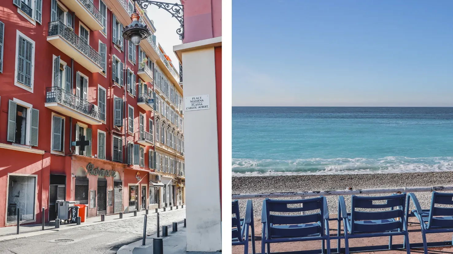 Blick auf die Promenade des Anglais in Nizza bei mildem Winterwetter
