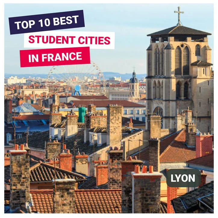 Blick über die Dächer von Lyon mit der Basilika Notre-Dame de Fourvière