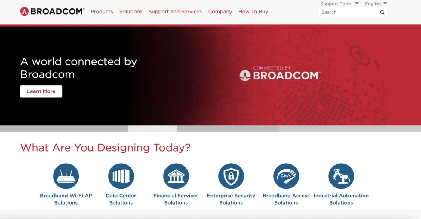 Broadcom Logo und Halbleiter-Chips