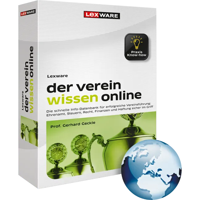 Buchsäule mit dem Titel "Haufe Lexware der Verein Wissen Online", die Effizienz und Fachwissen symbolisiert