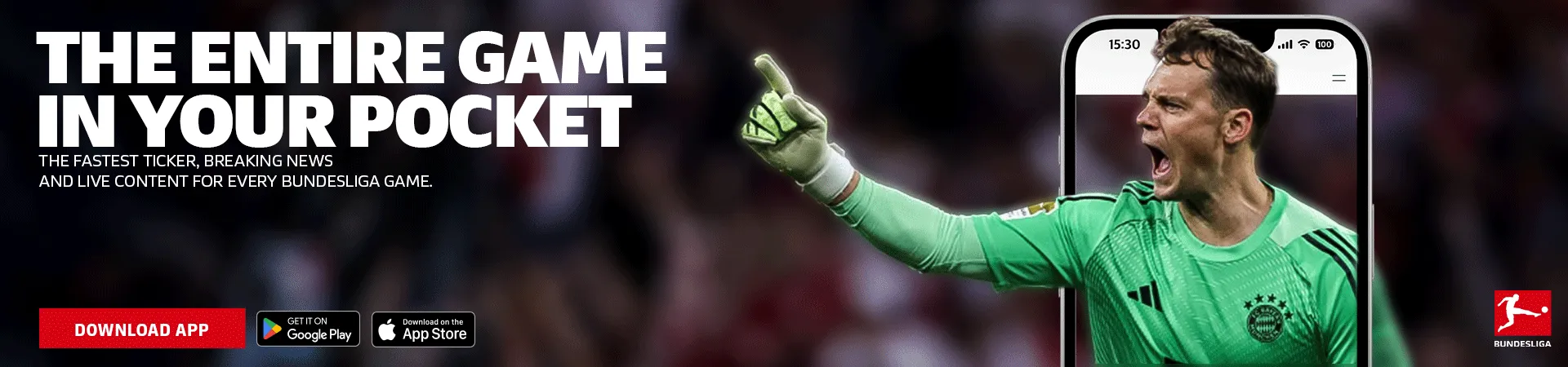 Bundesliga Live Erlebnis Banner mit Vereinslogos