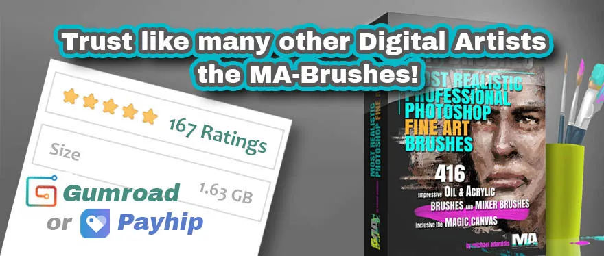 Button zum Download des besten digitalen Ölmalerei Pinsel-Sets für Photoshop: Die MA-Brushes