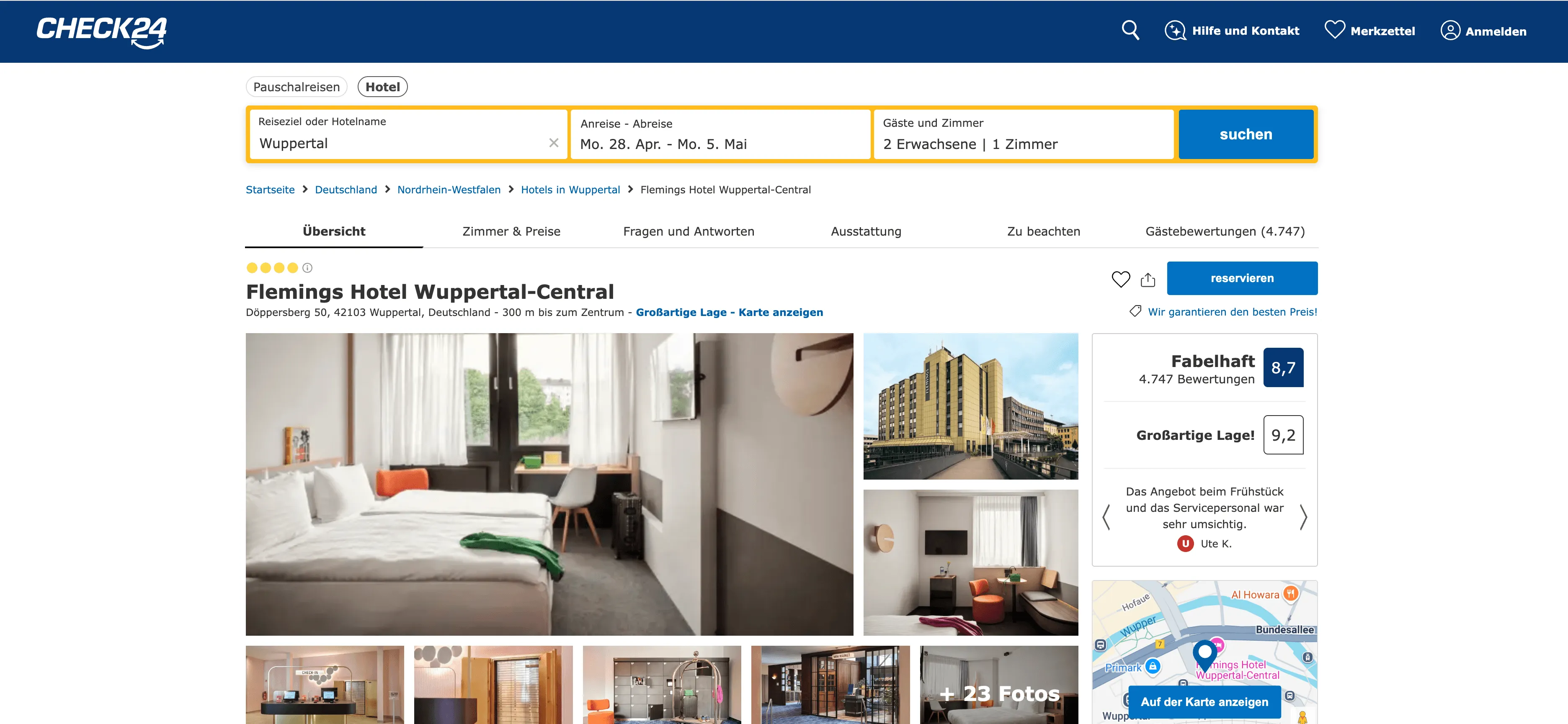 Check24 Reisen Hotel Details Page