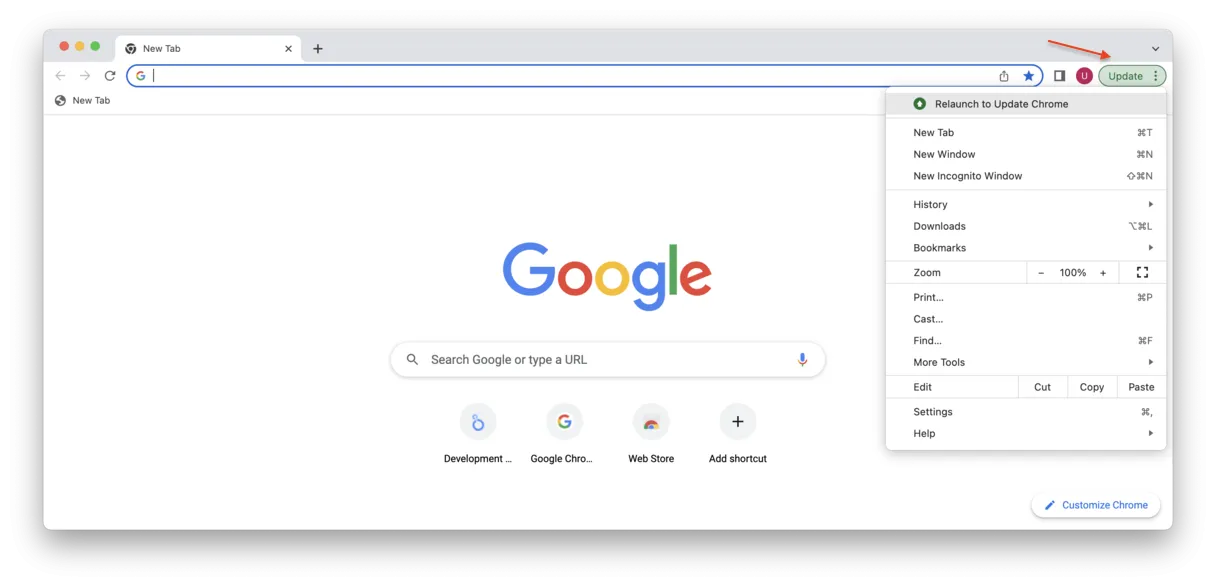 Chrome Update-Status anzeigen und installieren